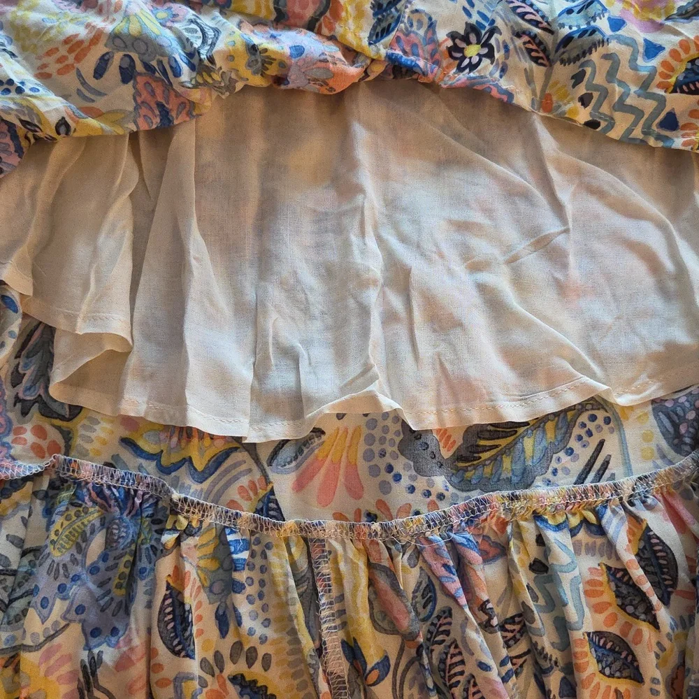 Vici Floral Maxi High- Low Dress in Blue and Yellow Floral Design With Tie - Picture 6 of 8